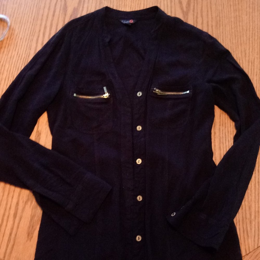 Guess Black Button down blouse size XS